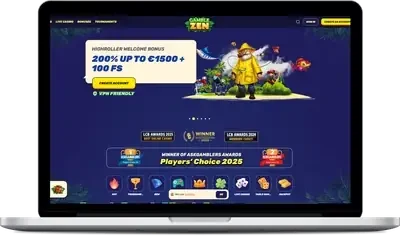 Gamblezen casino lobby on a laptop