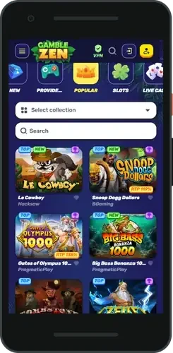 Gamblezen app on a phone